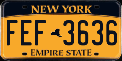 NY license plate FEF3636