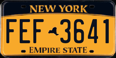 NY license plate FEF3641