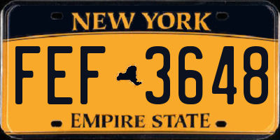NY license plate FEF3648