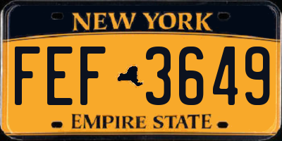 NY license plate FEF3649