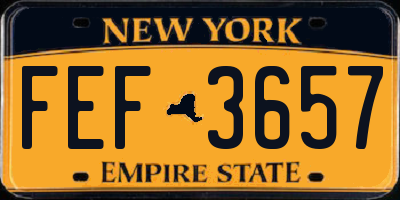 NY license plate FEF3657