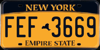 NY license plate FEF3669