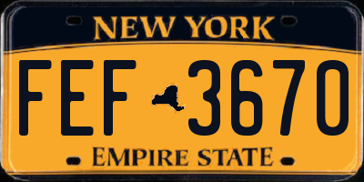 NY license plate FEF3670
