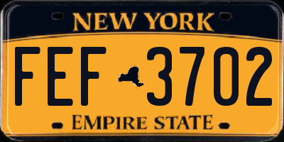NY license plate FEF3702