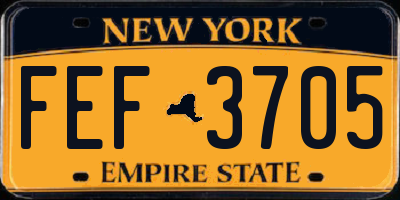 NY license plate FEF3705