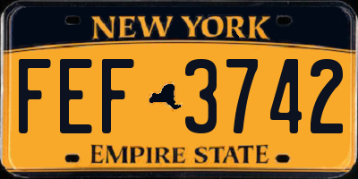 NY license plate FEF3742