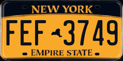NY license plate FEF3749