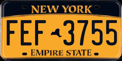 NY license plate FEF3755