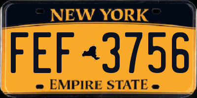 NY license plate FEF3756