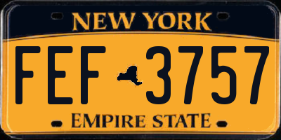 NY license plate FEF3757