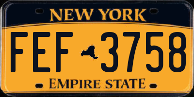 NY license plate FEF3758