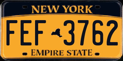 NY license plate FEF3762