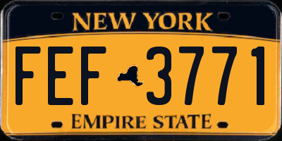 NY license plate FEF3771