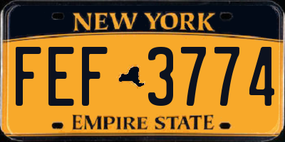 NY license plate FEF3774