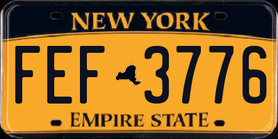 NY license plate FEF3776