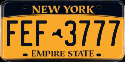 NY license plate FEF3777