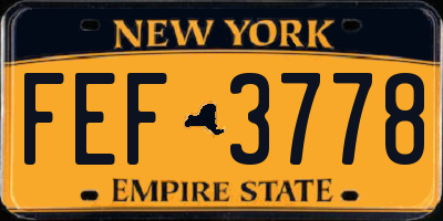NY license plate FEF3778