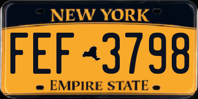 NY license plate FEF3798