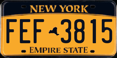 NY license plate FEF3815