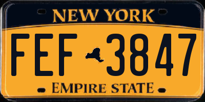 NY license plate FEF3847
