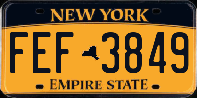 NY license plate FEF3849