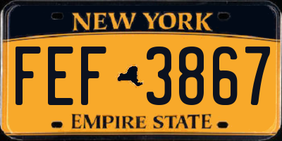 NY license plate FEF3867