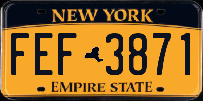 NY license plate FEF3871