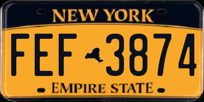NY license plate FEF3874