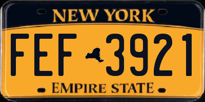 NY license plate FEF3921