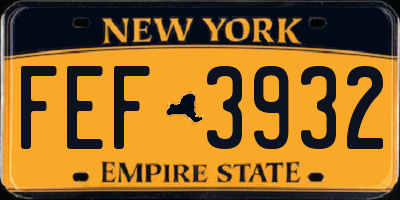 NY license plate FEF3932