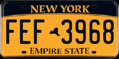 NY license plate FEF3968