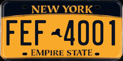 NY license plate FEF4001