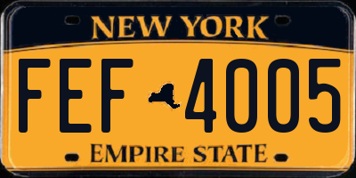 NY license plate FEF4005
