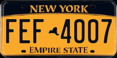 NY license plate FEF4007