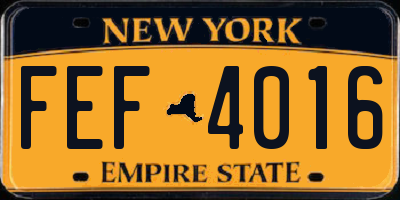 NY license plate FEF4016