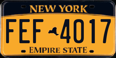 NY license plate FEF4017