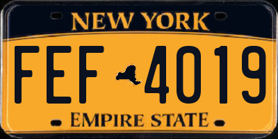 NY license plate FEF4019