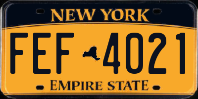 NY license plate FEF4021
