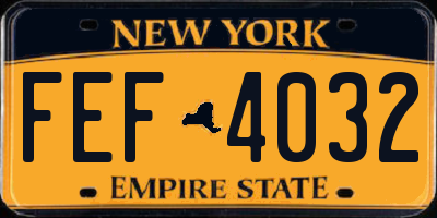 NY license plate FEF4032