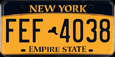 NY license plate FEF4038