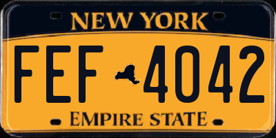 NY license plate FEF4042