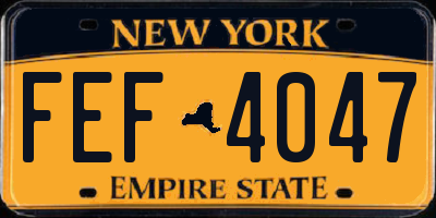 NY license plate FEF4047