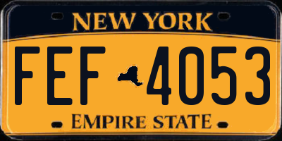 NY license plate FEF4053