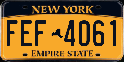 NY license plate FEF4061