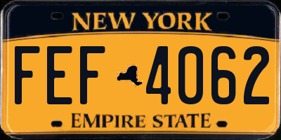 NY license plate FEF4062