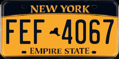 NY license plate FEF4067