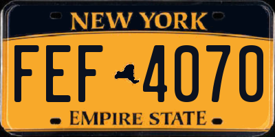 NY license plate FEF4070