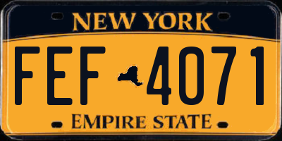 NY license plate FEF4071