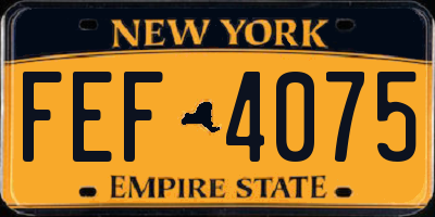 NY license plate FEF4075