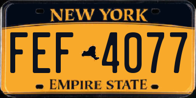 NY license plate FEF4077